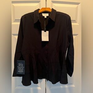 Pomander Place Black blouse NWT size L